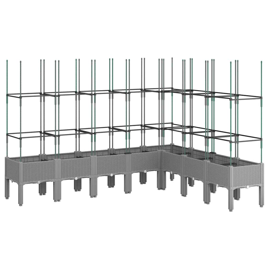 plantekasse med espalier 200x160x142,5 cm PP lysegrå