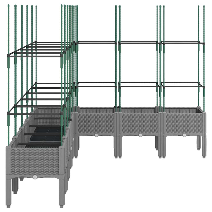 plantekasse med espalier 200x160x142,5 cm PP lysegrå