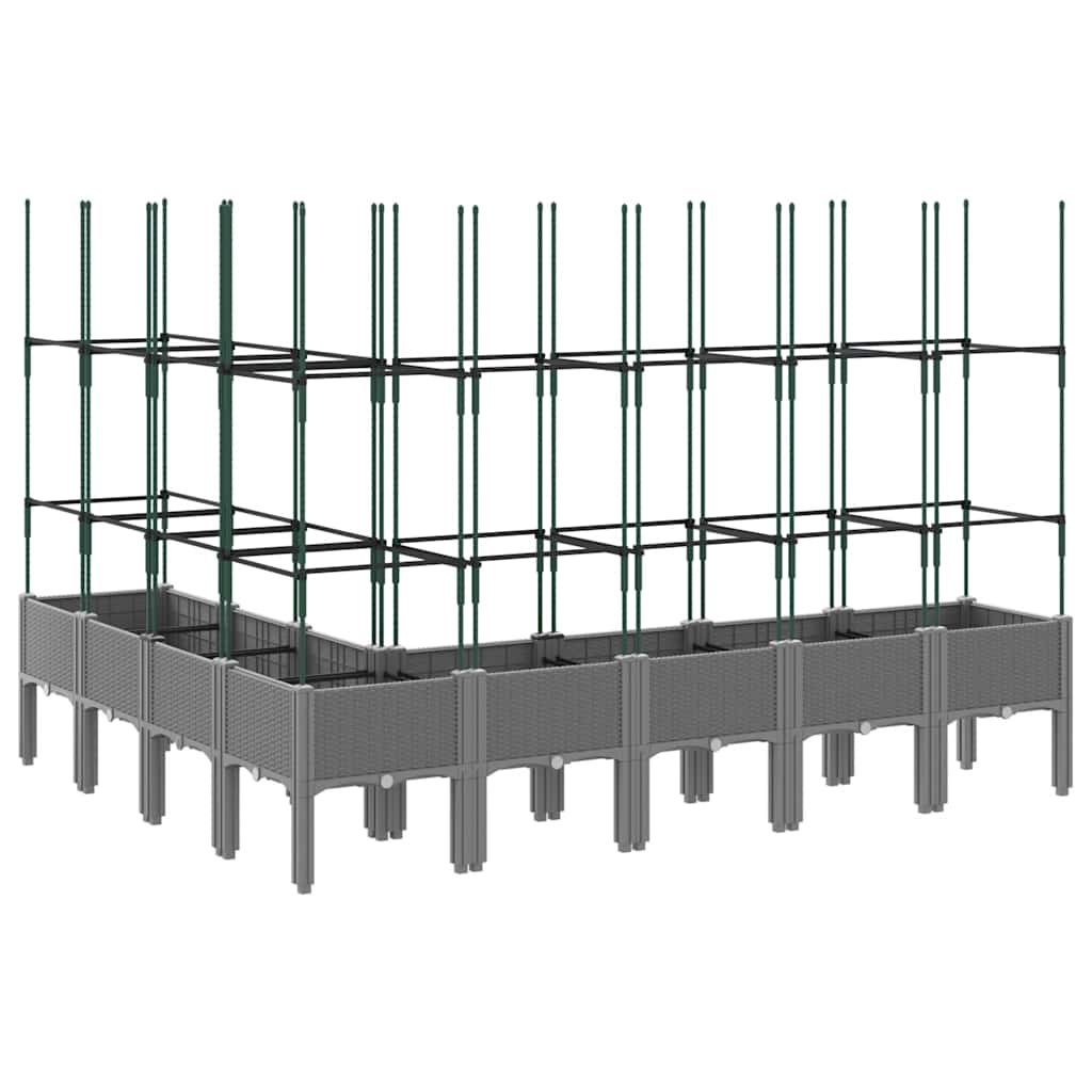 plantekasse med espalier 200x160x142,5 cm PP lysegrå