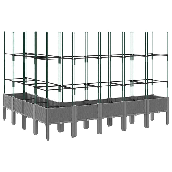 plantekasse med espalier 200x160x142,5 cm PP lysegrå