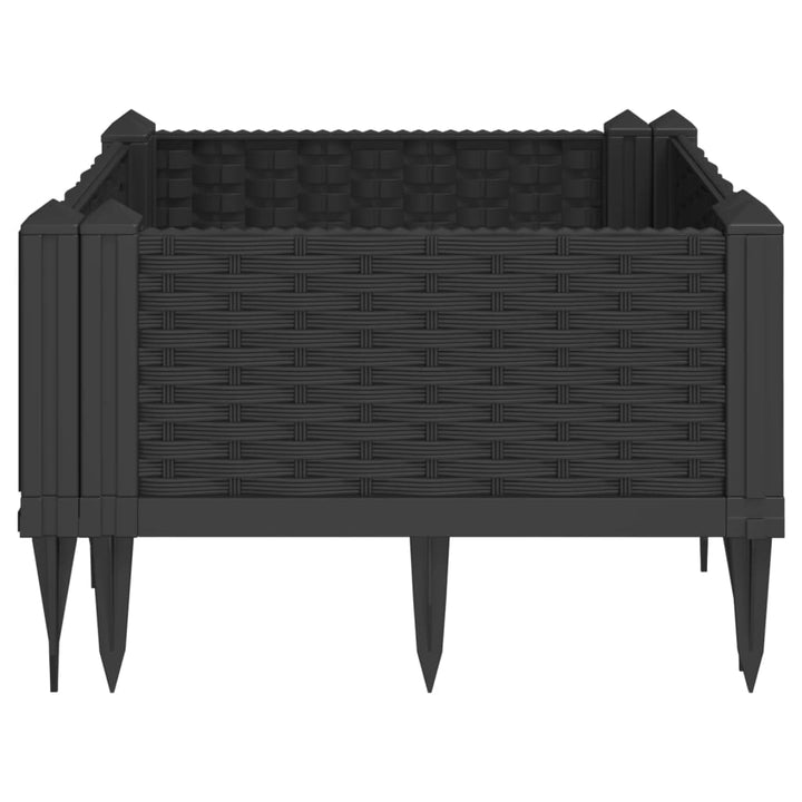 plantekasse med spyd 42,5x42,5x28,5 cm PP sort