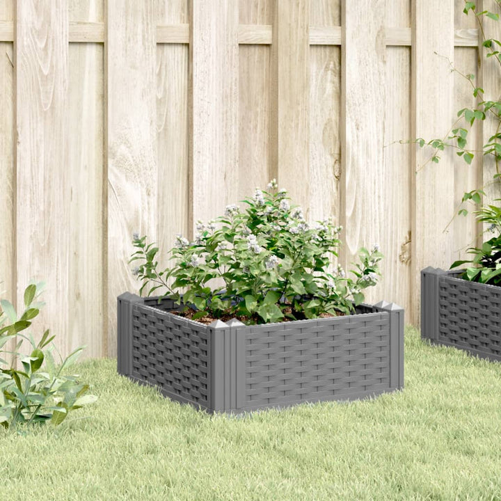 plantekasse med spyd 42,5x42,5x28,5 cm PP lysegrå
