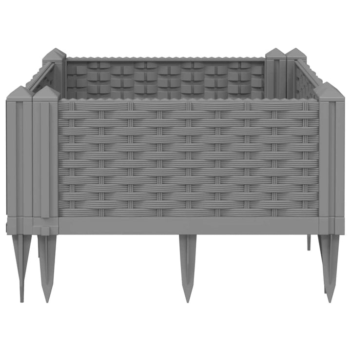 plantekasse med spyd 42,5x42,5x28,5 cm PP lysegrå