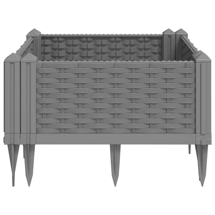 plantekasse med spyd 42,5x42,5x28,5 cm PP lysegrå