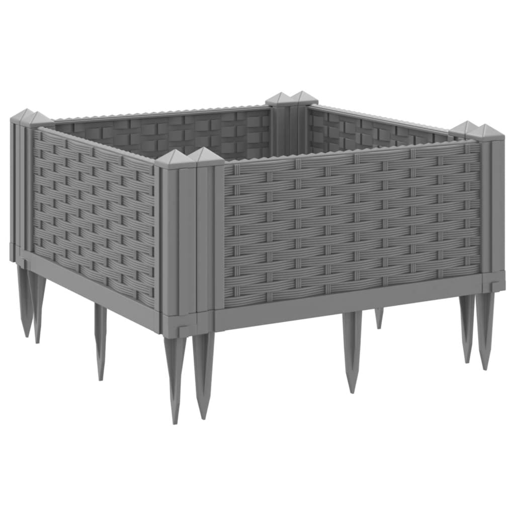 plantekasse med spyd 42,5x42,5x28,5 cm PP lysegrå