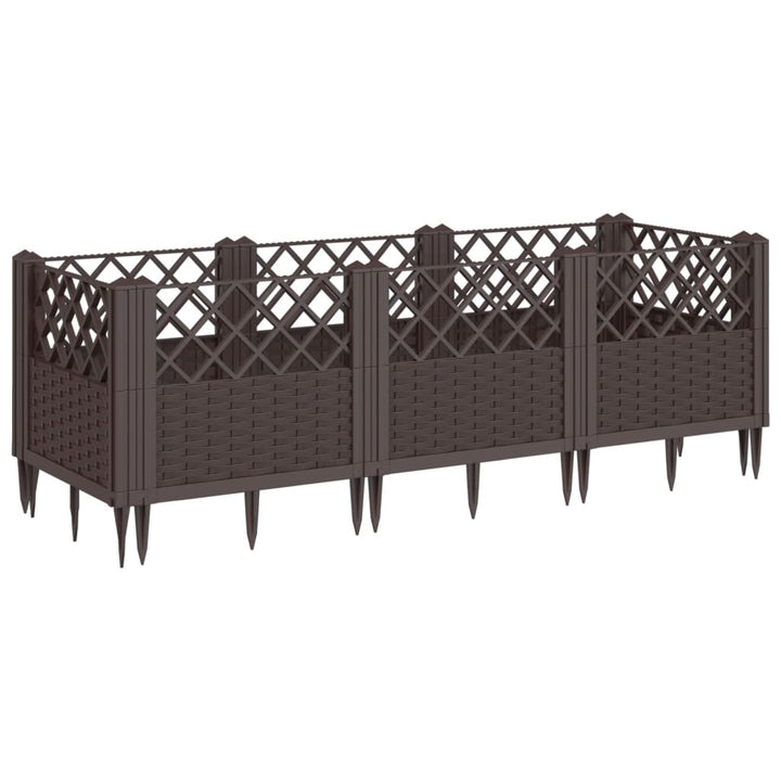 plantekasse med spyd 123,5x43,5x43,5 PP brun