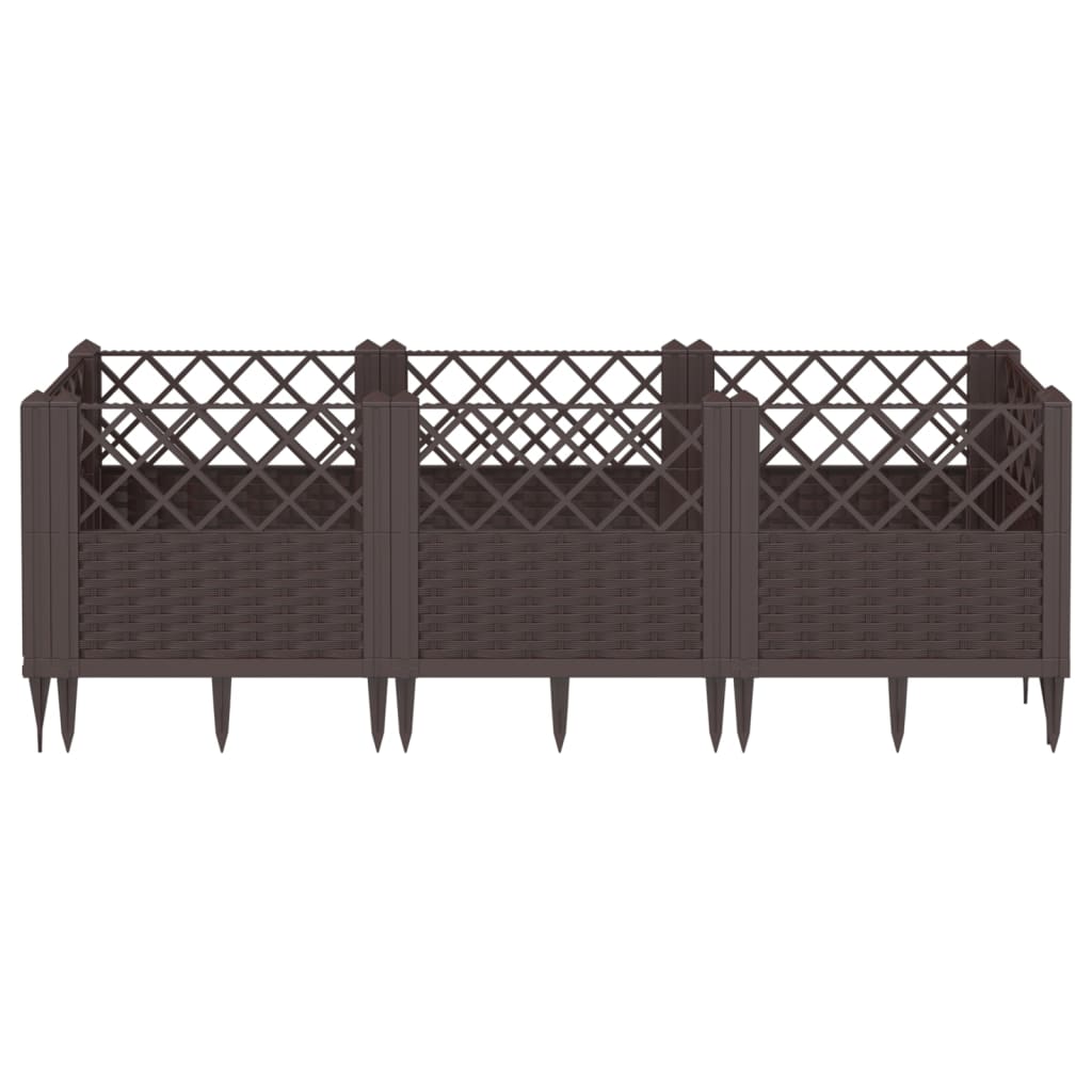 plantekasse med spyd 123,5x43,5x43,5 PP brun