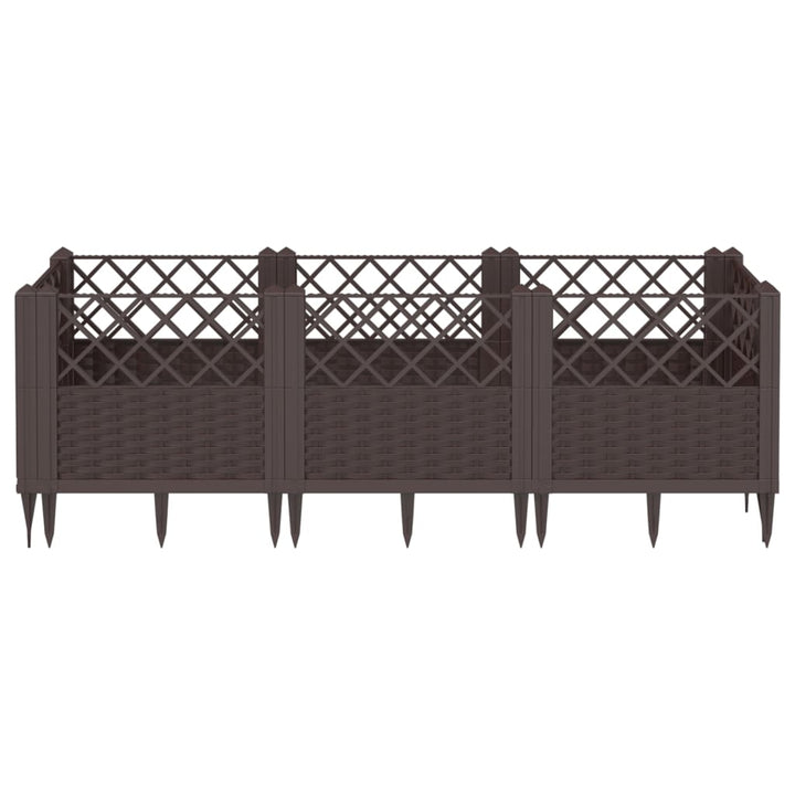 plantekasse med spyd 123,5x43,5x43,5 PP brun