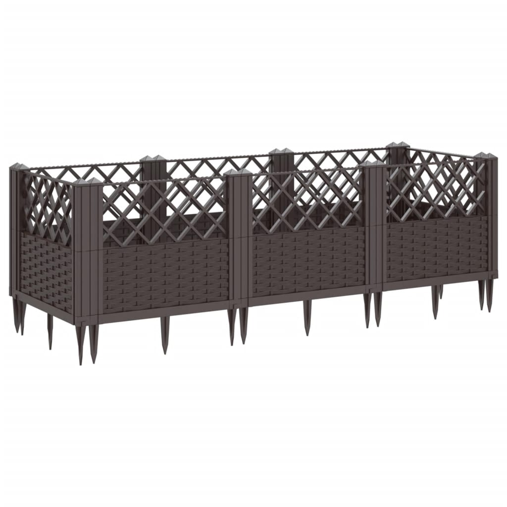 plantekasse med spyd 123,5x43,5x43,5 PP brun