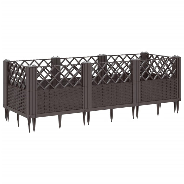 plantekasse med spyd 123,5x43,5x43,5 PP brun