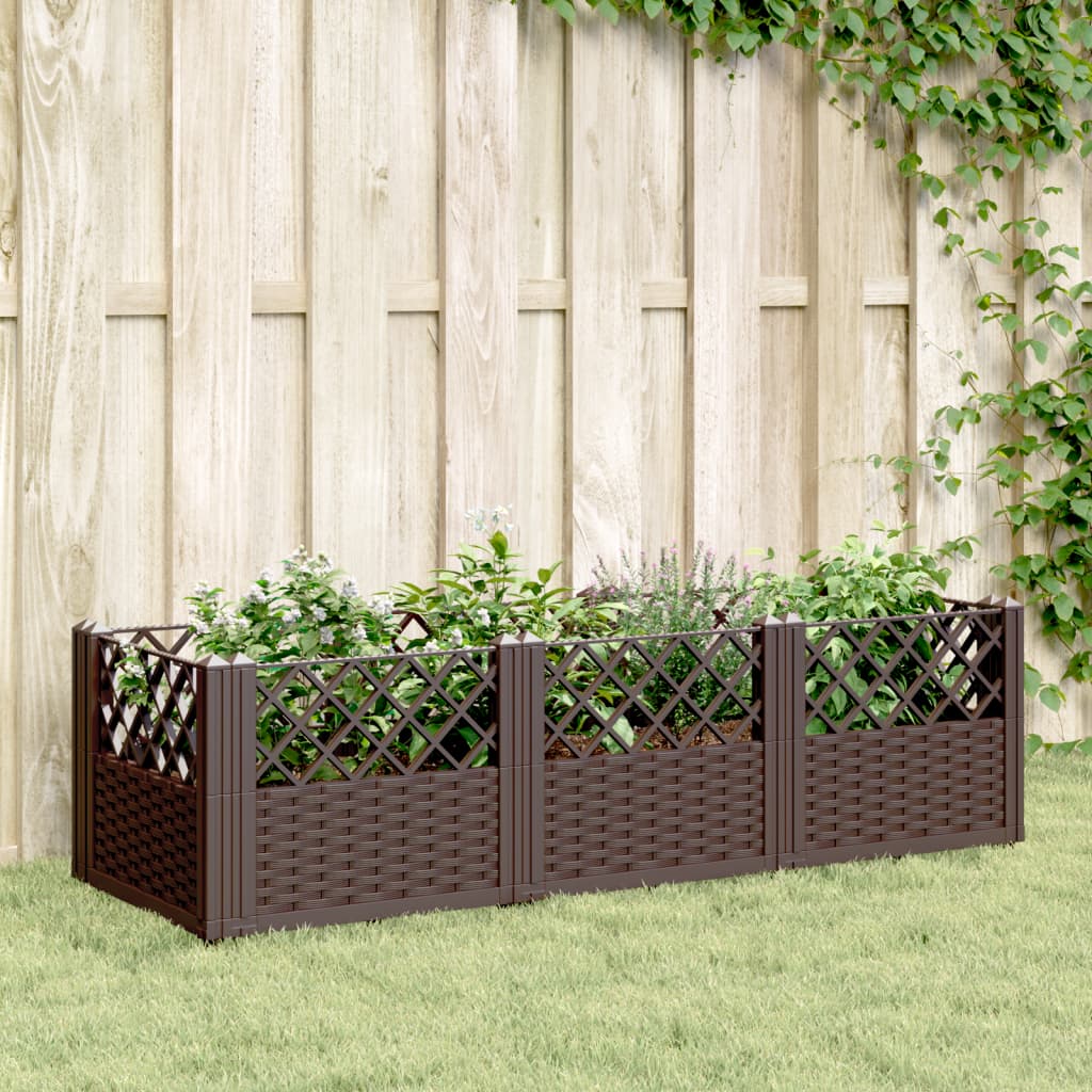 plantekasse med spyd 123,5x43,5x43,5 PP brun