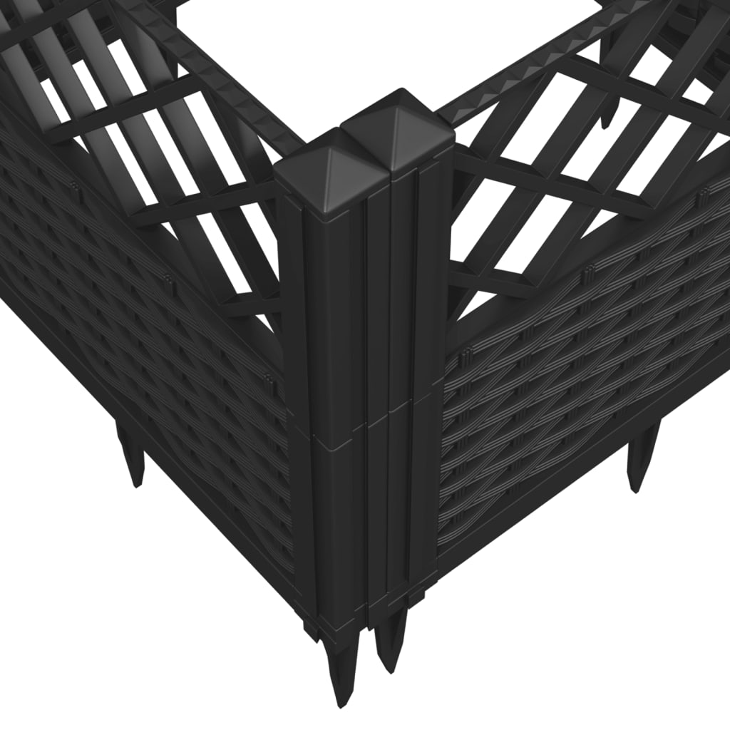 plantekasse med spyd 123,5x43,5x43,5 cm PP sort