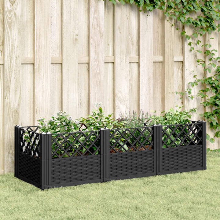 plantekasse med spyd 123,5x43,5x43,5 cm PP sort