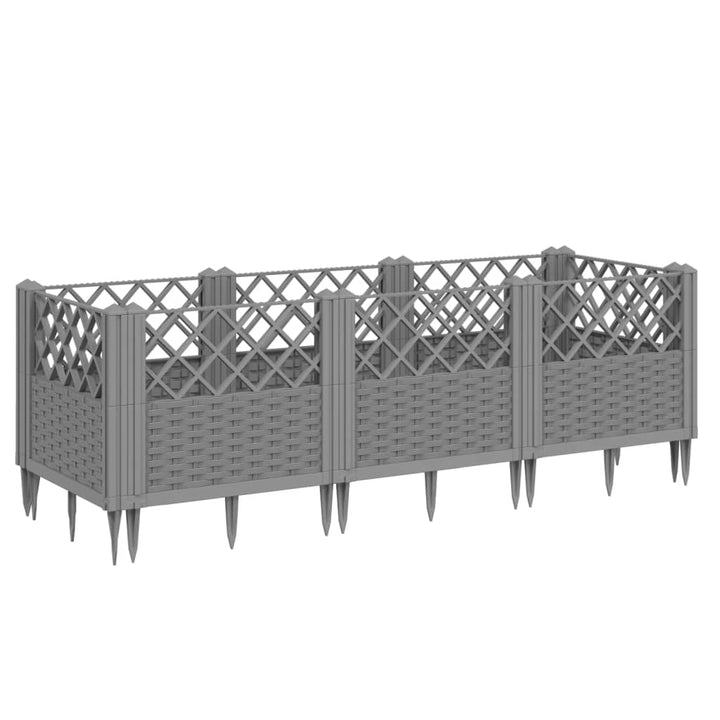 plantekasse med spyd 123,5x43,5x43,5 cm PP lysegrå