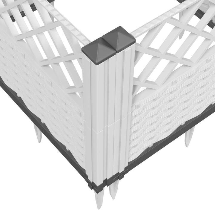 plantekasse med spyd 123,5x43,5x43,5 cm PP hvid
