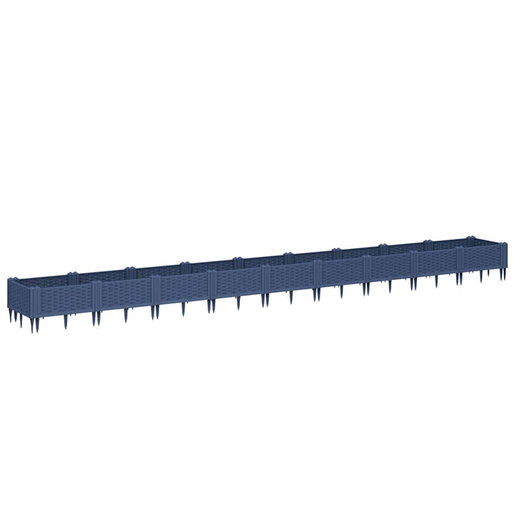 plantekasse med spyd 362,5x42,5x28,5 cm PP blågrå