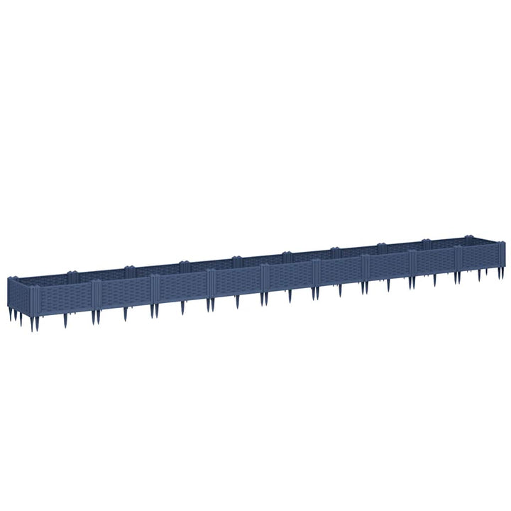 plantekasse med spyd 362,5x42,5x28,5 cm PP blågrå