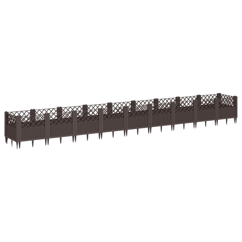 plantekasse med spyd 362,5x42,5x28,5 cm PP brun