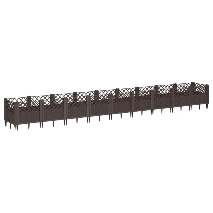 plantekasse med spyd 362,5x42,5x28,5 cm PP brun