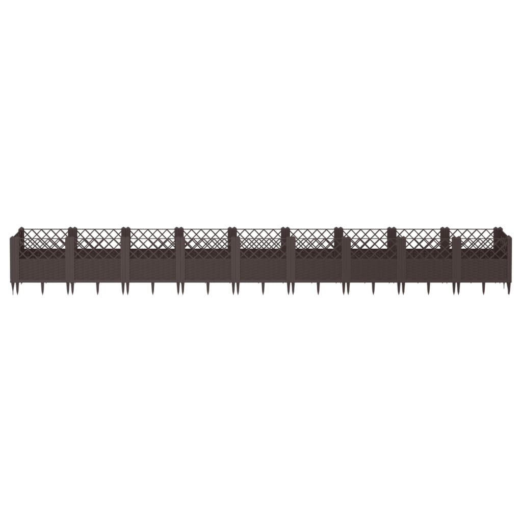 plantekasse med spyd 362,5x42,5x28,5 cm PP brun