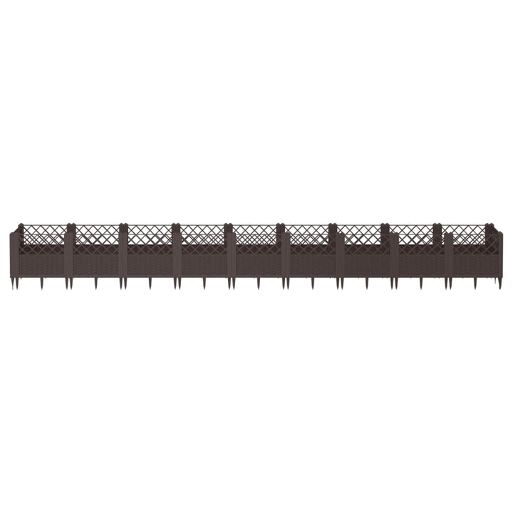 plantekasse med spyd 362,5x42,5x28,5 cm PP brun
