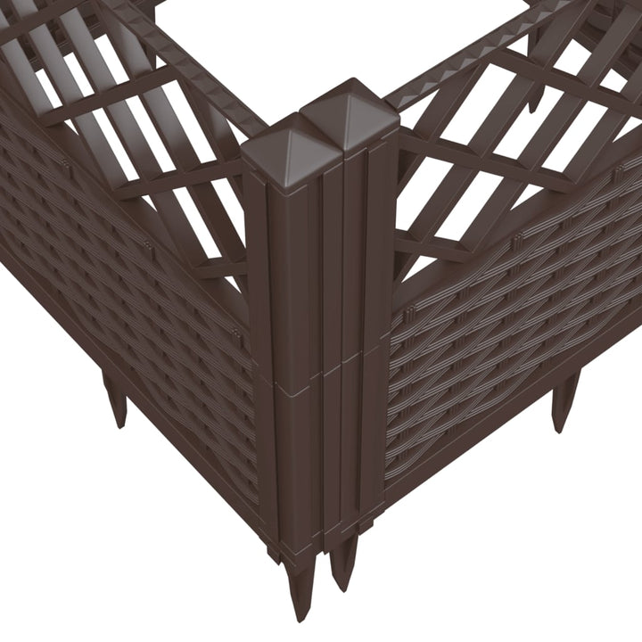 plantekasse med spyd 362,5x42,5x28,5 cm PP brun
