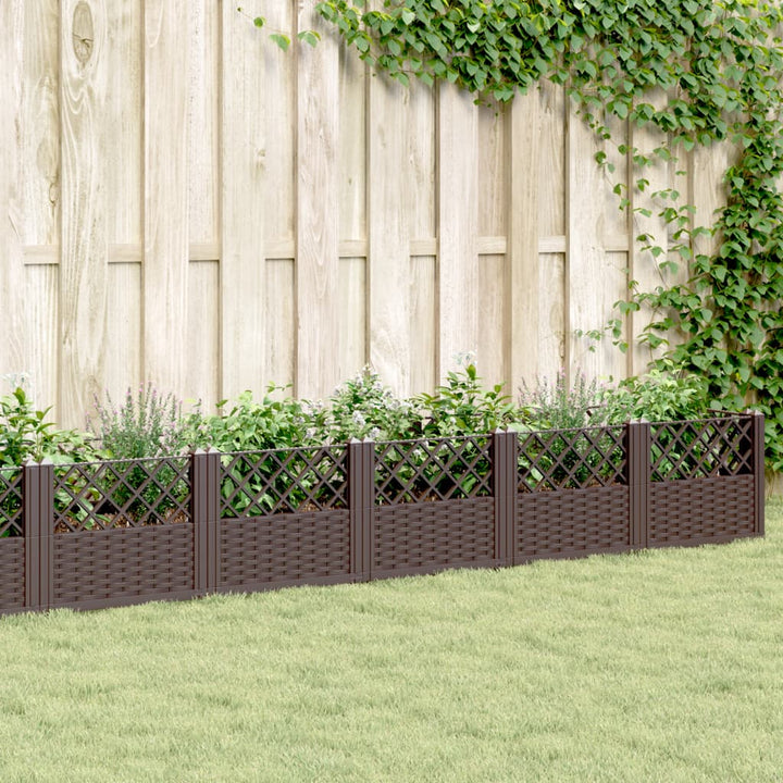 plantekasse med spyd 362,5x42,5x28,5 cm PP brun