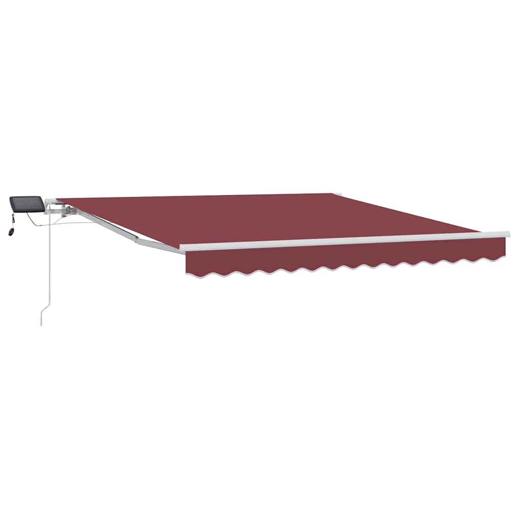 markise med LED-lys 300x250 cm manuel betjening bordeauxfarvet