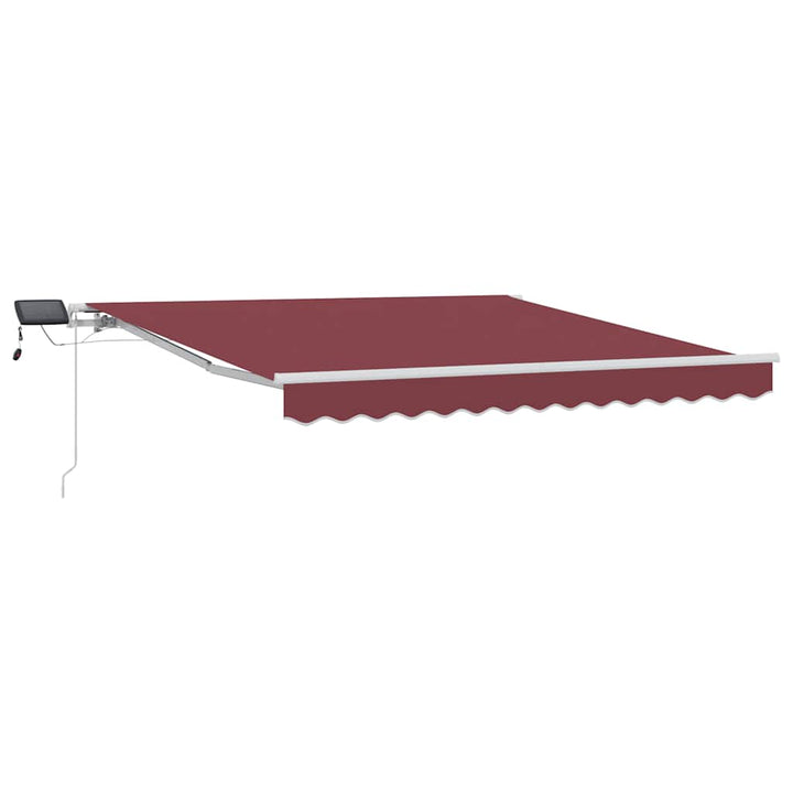 markise med LED-lys 300x250 cm manuel betjening bordeauxfarvet
