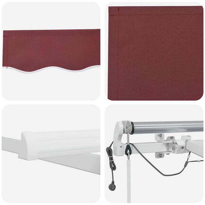 markise med LED-lys 300x250 cm automatisk betjening bordeaux