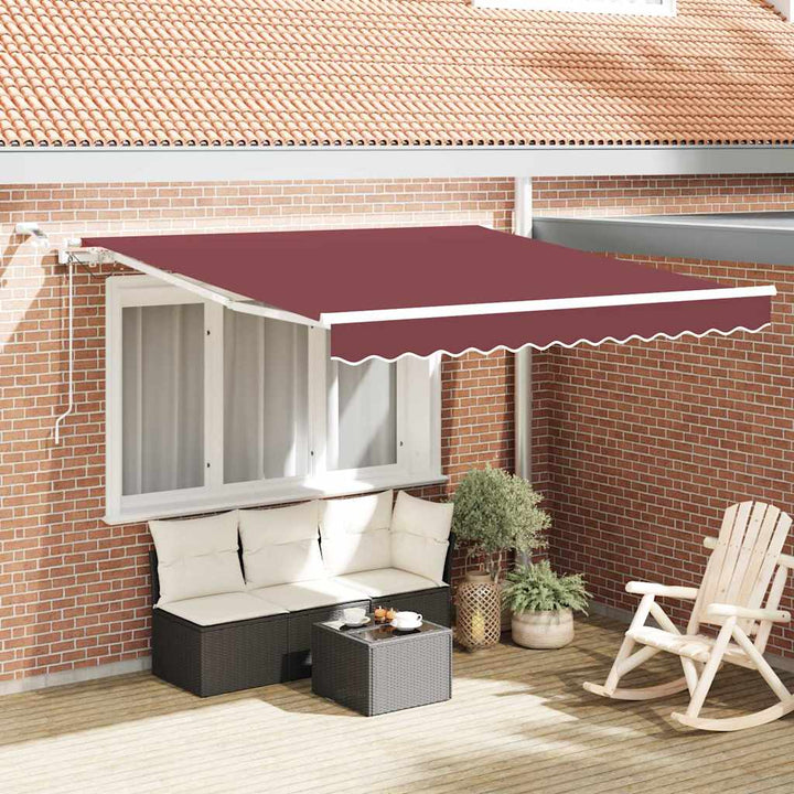 markise med LED-lys 300x250 cm automatisk betjening bordeaux