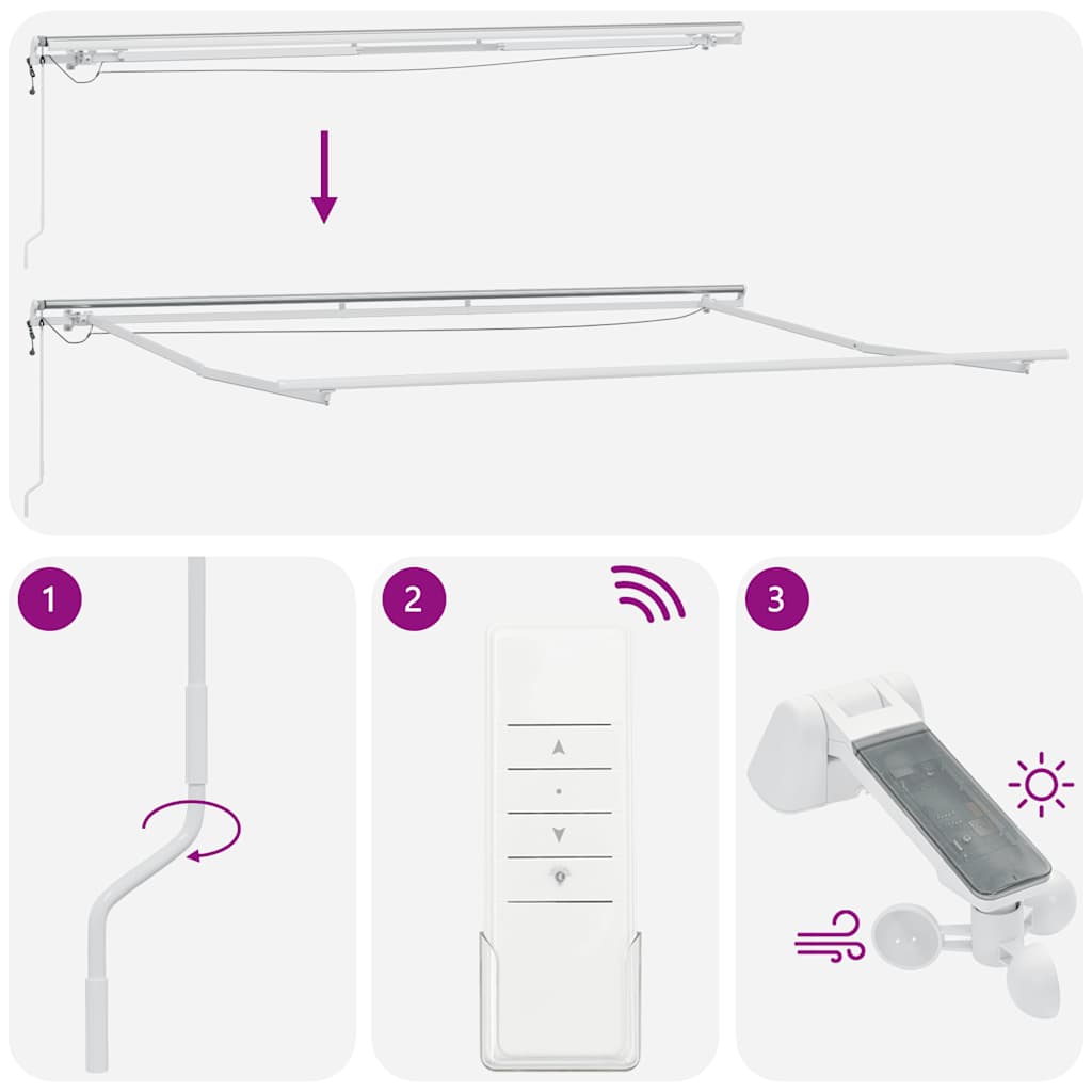 markise med LED-lys 400x300 cm automatisk betjening bordeaux