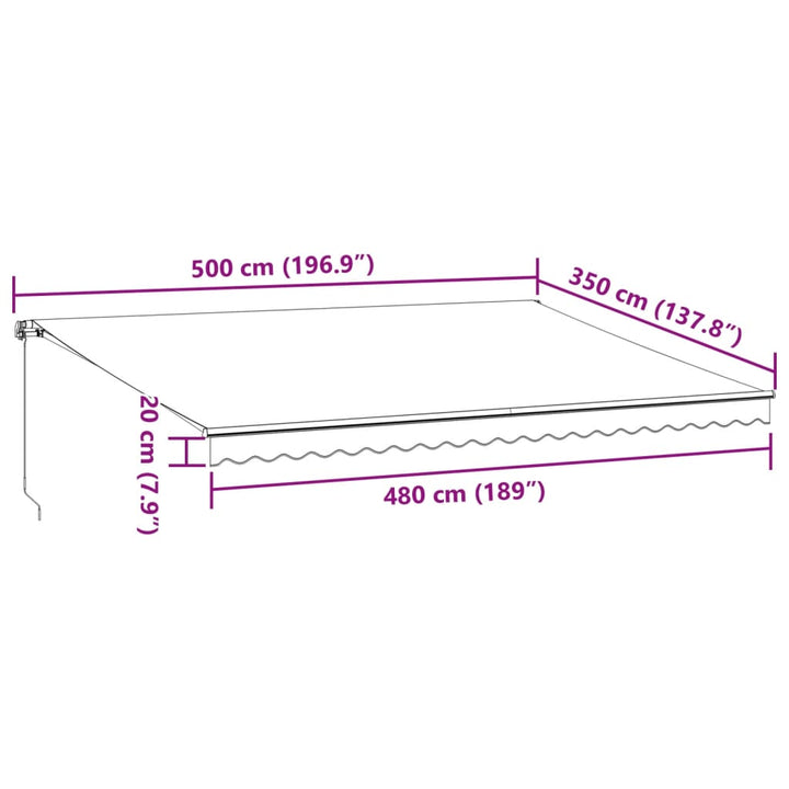 Udtrækkelig markise Bordeaux 500 × 350 cm Stof og aluminium
