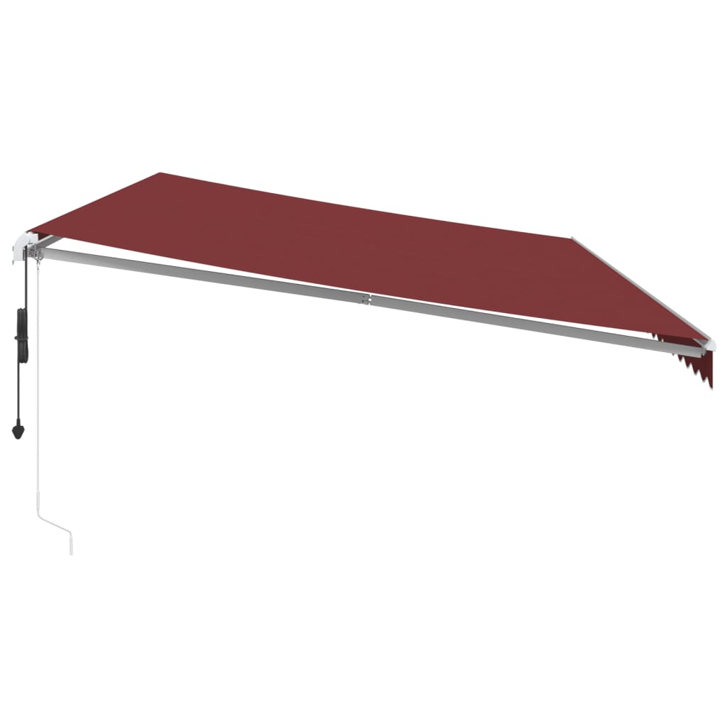 markise med LED-lys 600x350 cm automatisk betjening bordeaux
