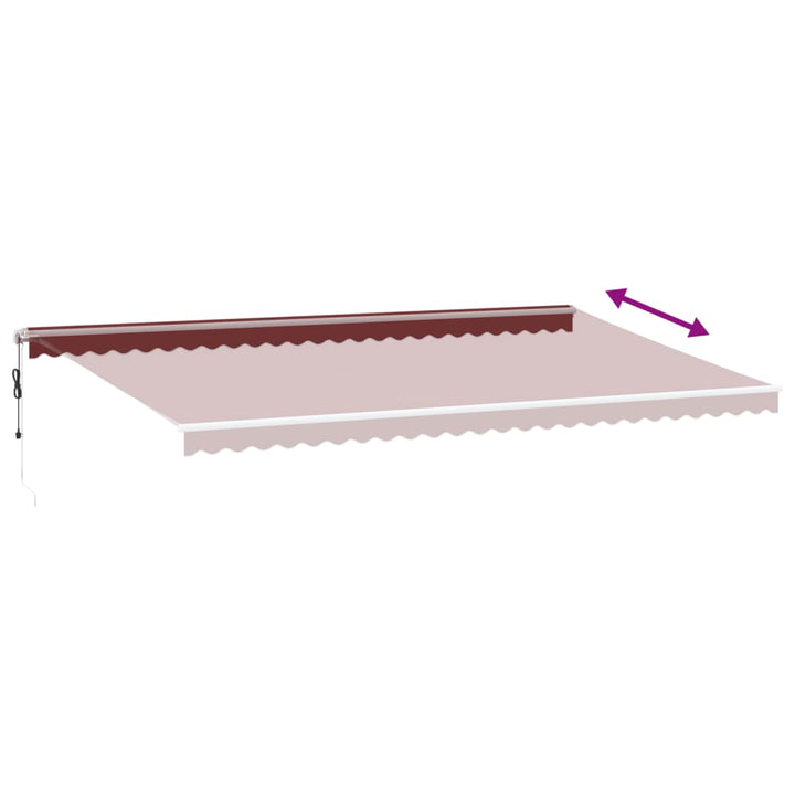 markise med LED-lys 600x350 cm automatisk betjening bordeaux