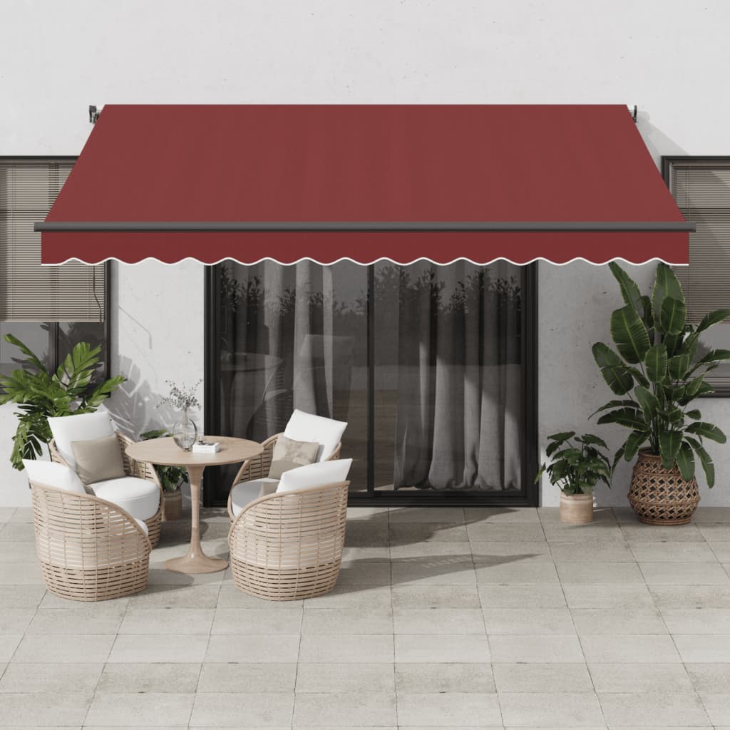 markise med LED-lys 400x350 cm automatisk betjening bordeaux