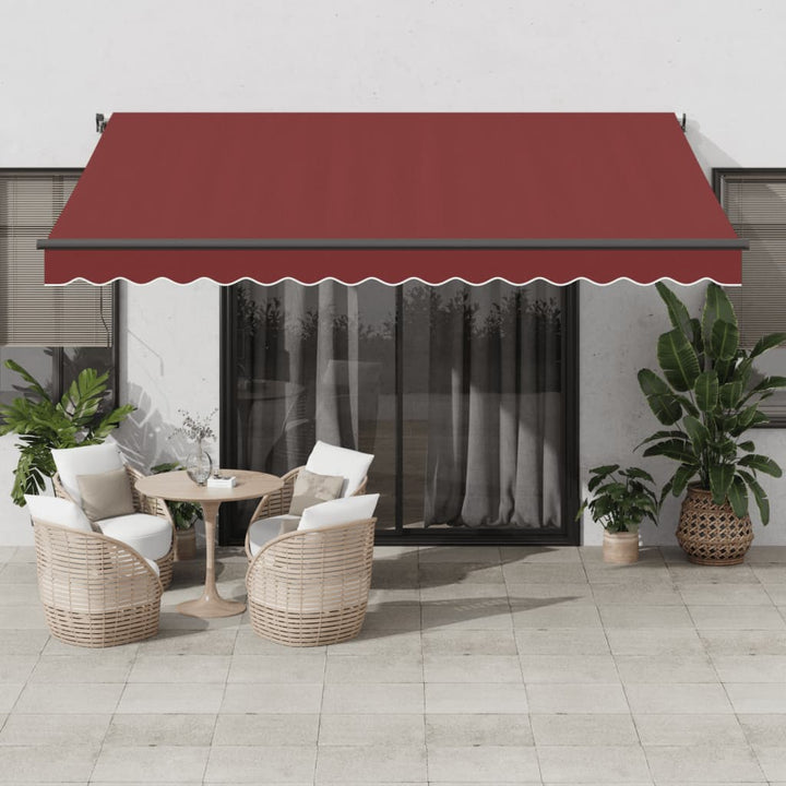 markise med LED-lys 400x350 cm automatisk betjening bordeaux