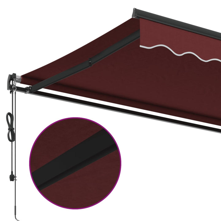 markise 450x350 cm automatisk betjening bordeauxfarvet