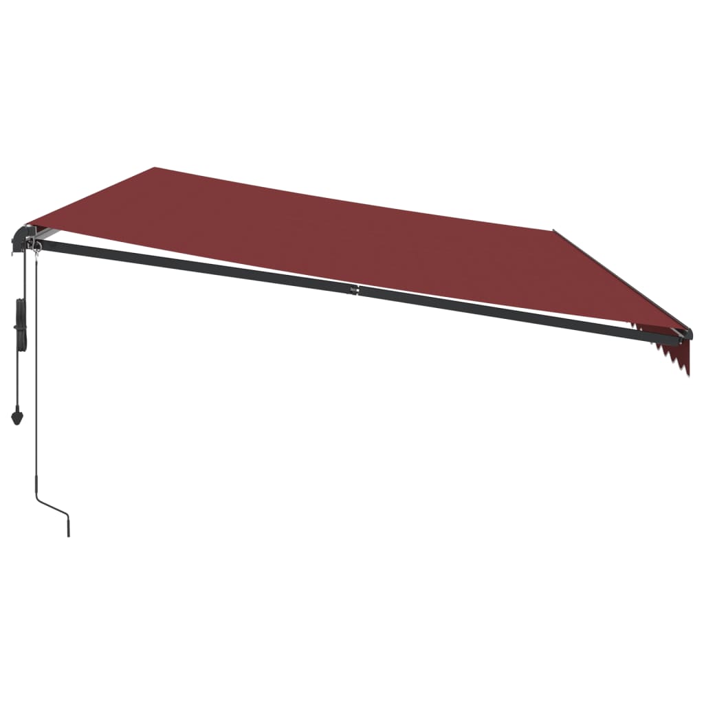 markise med LED-lys 600x350 cm automatisk betjening bordeaux