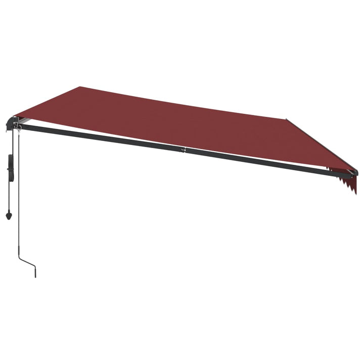 markise med LED-lys 600x350 cm automatisk betjening bordeaux