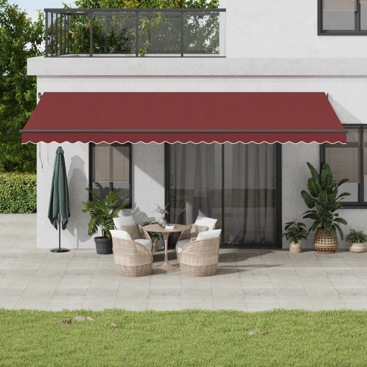 markise med LED-lys 600x350 cm automatisk betjening bordeaux