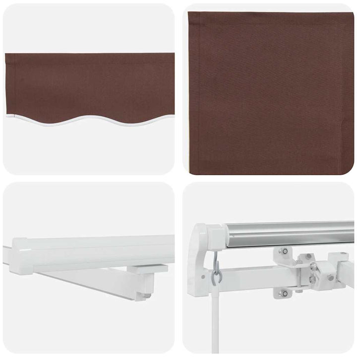 markise med LED-lys 300x250 cm manuel betjening brun