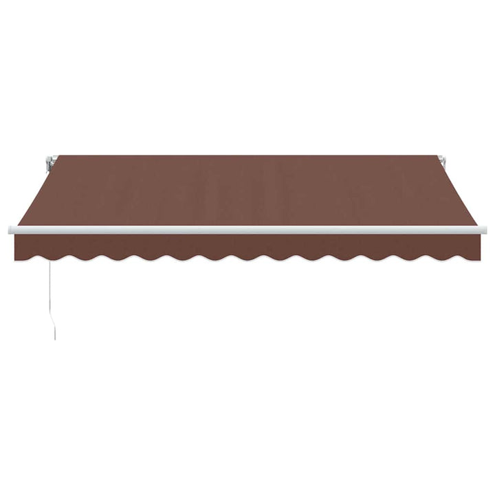 markise med LED-lys 350x250 cm manuel betjening brun