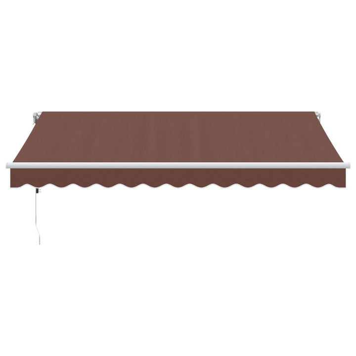 markise med LED-lys 350x250 cm automatisk betjening brun