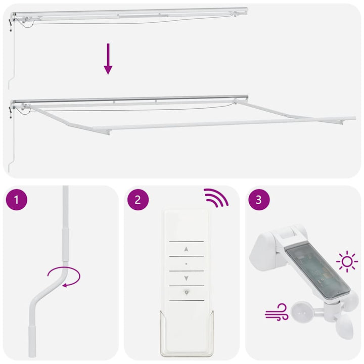 markise med LED-lys 400x300 cm automatisk betjening brun
