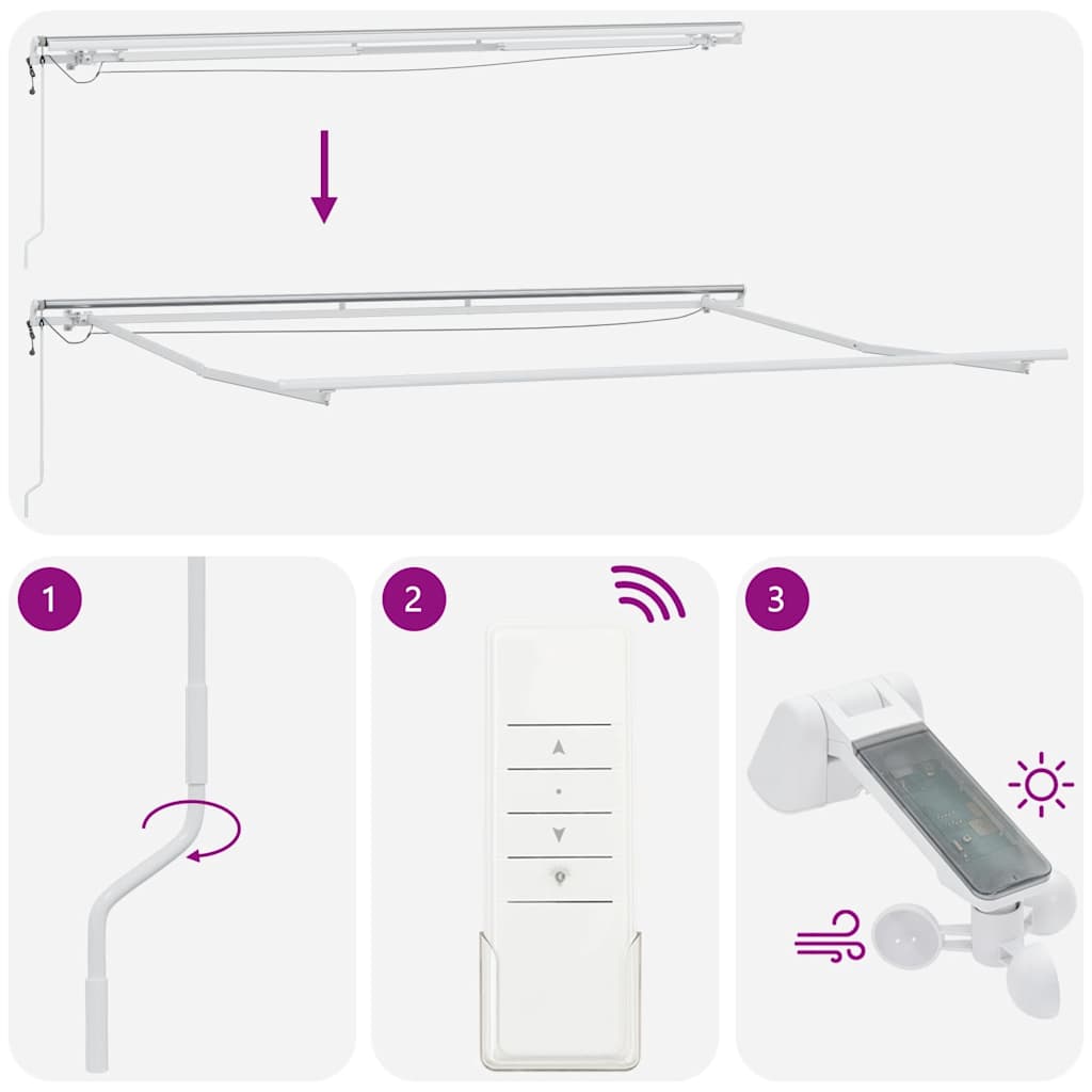 markise med LED-lys 400x300 cm automatisk betjening brun