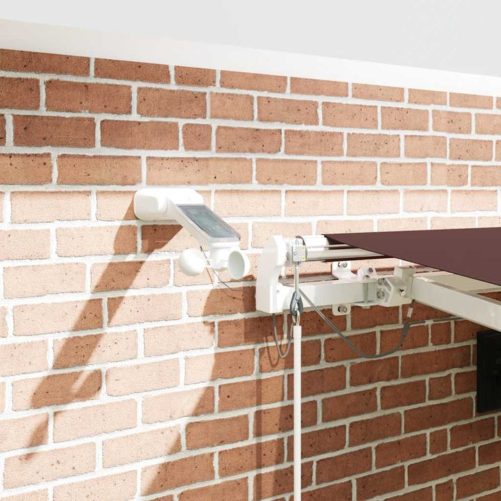 markise med LED-lys 450x300 cm automatisk betjening brun
