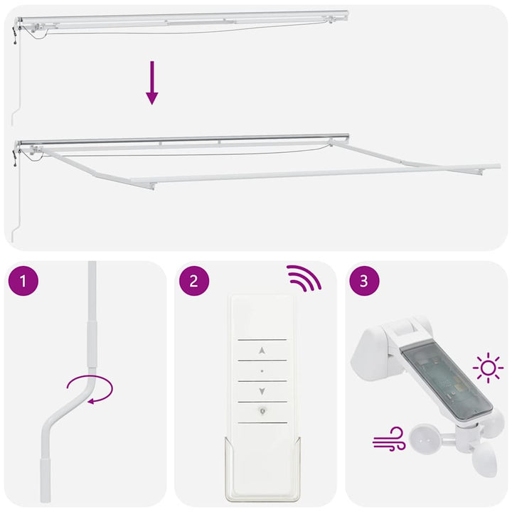 markise med LED-lys 450x300 cm automatisk betjening brun