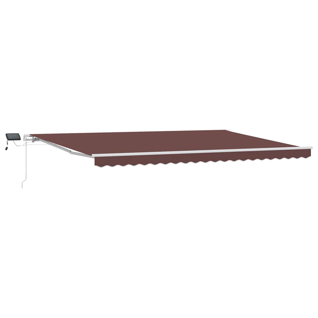 markise med LED-lys 500x300 cm automatisk betjening brun