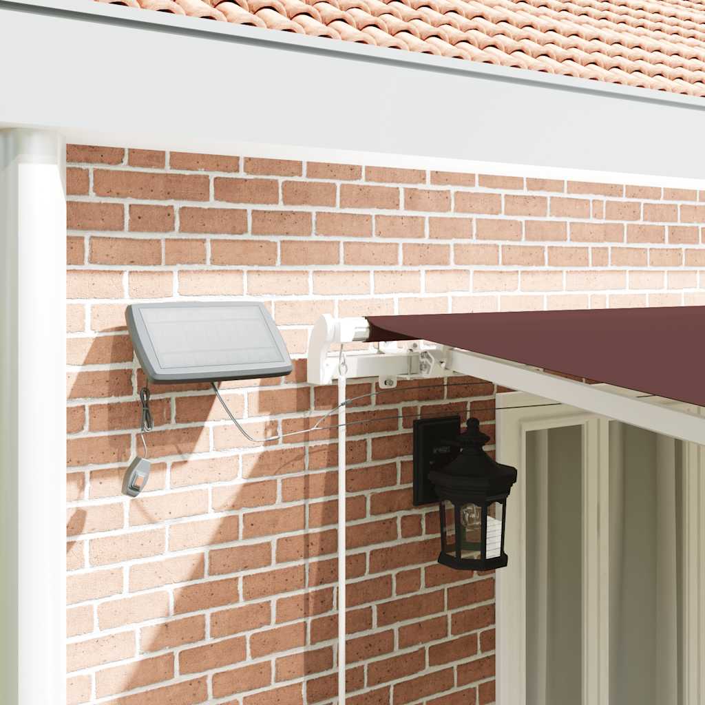 markise med LED-lys 600x300 cm automatisk betjening brun